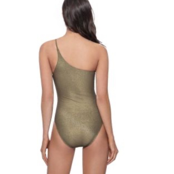 One-Shoulder Gold Swimsuit - Picture 3 of 4